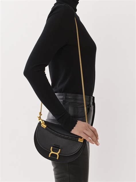 chloe black lambskin handbag|Marcie chain flap bag in leather .